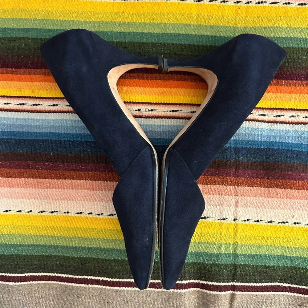 Silvia Fiorentina Dark Blue Suede Heels
